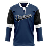 Custom Unisex Navy & Black Pattern Hockey Jersey