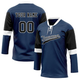 Custom Unisex Navy & Black Pattern Hockey Jersey