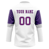 Custom Unisex White & Purple Pattern Hockey Jersey