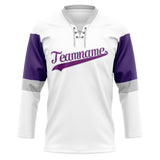 Custom Unisex White & Purple Pattern Hockey Jersey