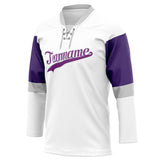 Custom Unisex White & Purple Pattern Hockey Jersey