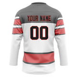 Custom Unisex White & Gray Pattern Hockey Jersey