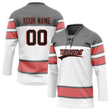 Custom Unisex White & Gray Pattern Hockey Jersey