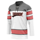 Custom Unisex White & Gray Pattern Hockey Jersey