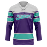 Custom Unisex Purple & Teal Pattern Hockey Jersey