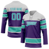 Custom Unisex Purple & Teal Pattern Hockey Jersey