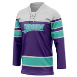 Custom Unisex Purple & Teal Pattern Hockey Jersey