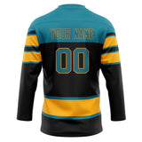 Custom Unisex Black & Teal Pattern Hockey Jersey