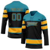 Custom Unisex Black & Teal Pattern Hockey Jersey