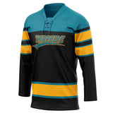 Custom Unisex Black & Teal Pattern Hockey Jersey