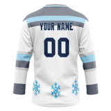 Custom Unisex White & Gray Pattern Hockey Jersey