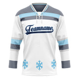 Custom Unisex White & Gray Pattern Hockey Jersey