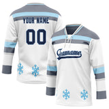 Custom Unisex White & Gray Pattern Hockey Jersey