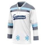 Custom Unisex White & Gray Pattern Hockey Jersey