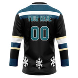 Custom Unisex Black & Navy Pattern Hockey Jersey