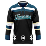 Custom Unisex Black & Navy Pattern Hockey Jersey