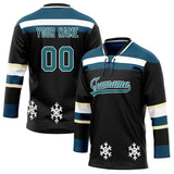 Custom Unisex Black & Navy Pattern Hockey Jersey