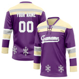 Custom Unisex Purple & Cream Pattern Hockey Jersey