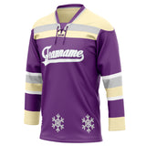 Custom Unisex Purple & Cream Pattern Hockey Jersey