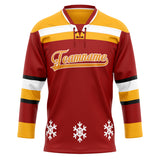 Custom Unisex Red & Yellow Pattern Hockey Jersey