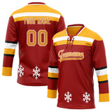 Custom Unisex Red & Yellow Pattern Hockey Jersey