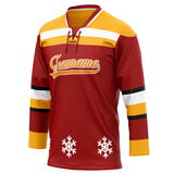 Custom Unisex Red & Yellow Pattern Hockey Jersey