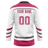 Custom Unisex White & Pink Pattern Hockey Jersey