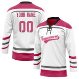 Custom Unisex White & Pink Pattern Hockey Jersey