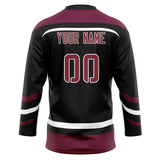 Custom Unisex Black & Crimson Pattern Hockey Jersey