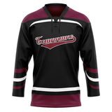 Custom Unisex Black & Crimson Pattern Hockey Jersey