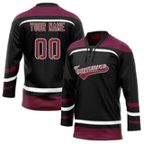 Custom Unisex Black & Crimson Pattern Hockey Jersey