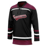 Custom Unisex Black & Crimson Pattern Hockey Jersey