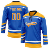 Custom Unisex Blue & Yellow Pattern Hockey Jersey