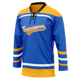 Custom Unisex Blue & Yellow Pattern Hockey Jersey