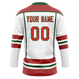 Custom Unisex White & Crimson Pattern Hockey Jersey