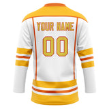 Custom Unisex White & Yellow Pattern Hockey Jersey