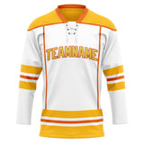 Custom Unisex White & Yellow Pattern Hockey Jersey