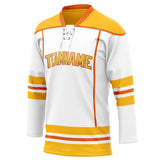 Custom Unisex White & Yellow Pattern Hockey Jersey