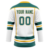 Custom Unisex White & Green Pattern Hockey Jersey