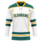 Custom Unisex White & Green Pattern Hockey Jersey