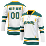 Custom Unisex White & Green Pattern Hockey Jersey