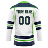 Custom Unisex White & Navy Pattern Hockey Jersey