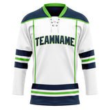 Custom Unisex White & Navy Pattern Hockey Jersey