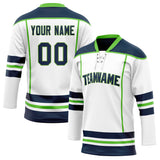 Custom Unisex White & Navy Pattern Hockey Jersey