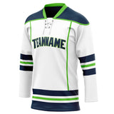 Custom Unisex White & Navy Pattern Hockey Jersey