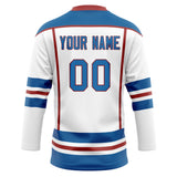 Custom Unisex White & Blue Pattern Hockey Jersey