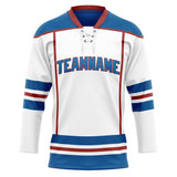 Custom Unisex White & Blue Pattern Hockey Jersey