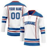 Custom Unisex White & Blue Pattern Hockey Jersey