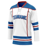 Custom Unisex White & Blue Pattern Hockey Jersey