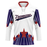 Custom Unisex White & Red Pattern Hockey Jersey